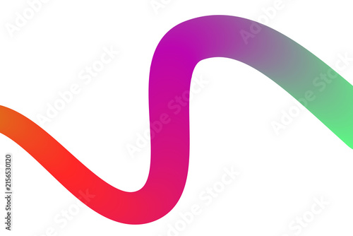 Smooth undulating organic shape with vibrant gradient transitioning from red orange to green isolated on transparent background