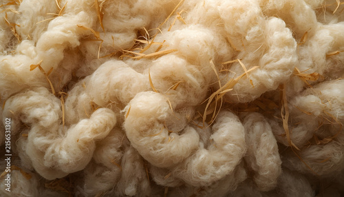 Extreme close-up macro shot of raw unwashed sheep wool