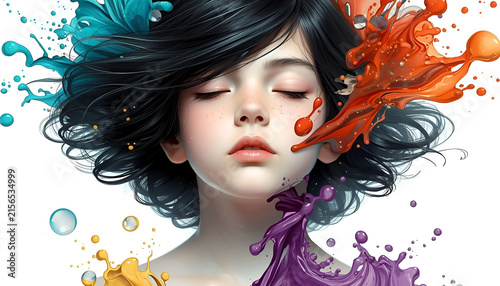 Surreal Boy Portrait with Glass and Liquid Art Effects