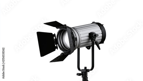 Professional Studio Spotlight with Barn Doors Isolated on White Background.