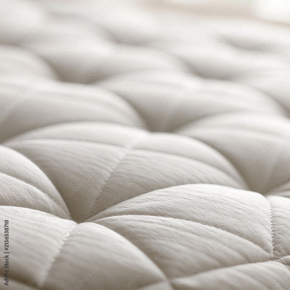 Fototapeta premium Close-up of a soft, quilted mattress surface with a luxurious, textured feel for comfortable sleep