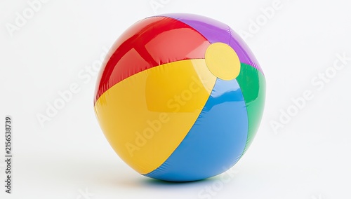 A Colorful Beach Ball Isolated on a White Background.
