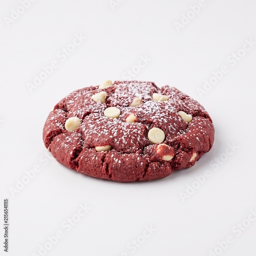 Red velvet cookie on white background