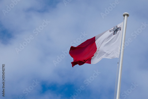 Fotografie Maltese flag waving in the wind on a sunny day