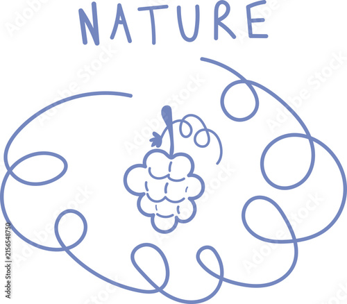 Nature Hand Drawn Doodle Grape Cluster with Organic Fruit Illustration.