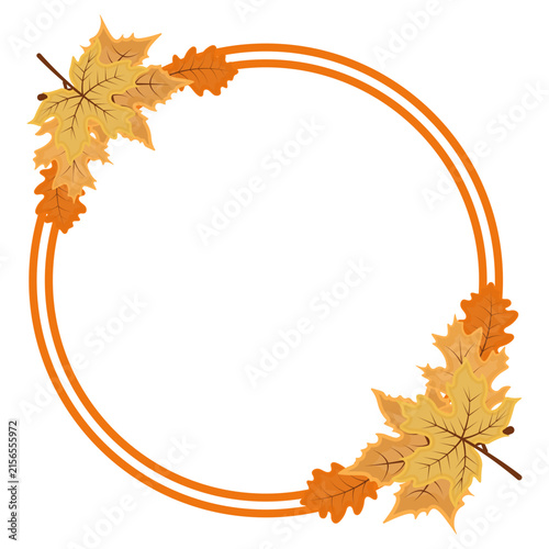 Round Autumn Leaves Frame
