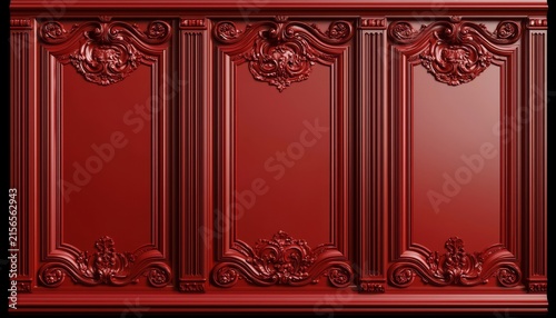 Ornate wall decor featuring rich crimson textures 