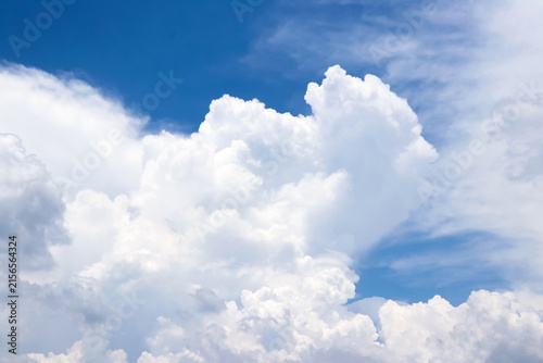 Natural Blue Sky with White Cumulus Clouds