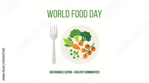 World food day illustration with fresh healthy vegetables and sustainable