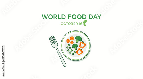 World food day october 16 illustration with healthy vegetables and outline