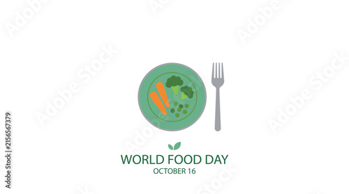 World food day october 16 simple illustration with carrots broccoli and peas