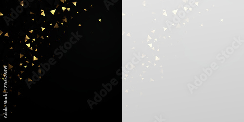 Gold Abstract Geometric Confetti Frame on Black Background, Luxury Celebration Design