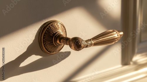 Modern Interior Brass Door Handle Natural Side Light Shot
