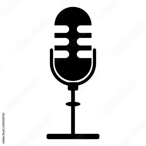Adjustable stand microphone icon in black silhouette
