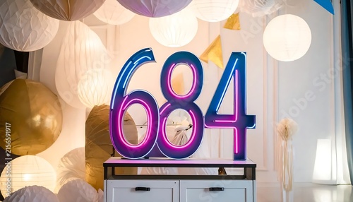 Neon Light Number 684 Decoration for Celebration and Events.