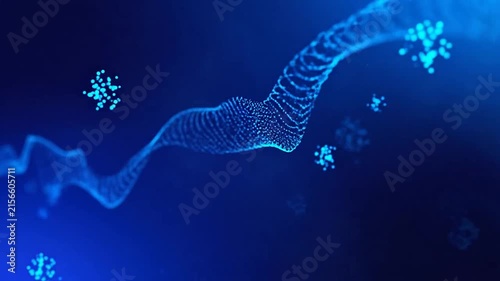 Abstract blue digital waves flowing through a dark background space