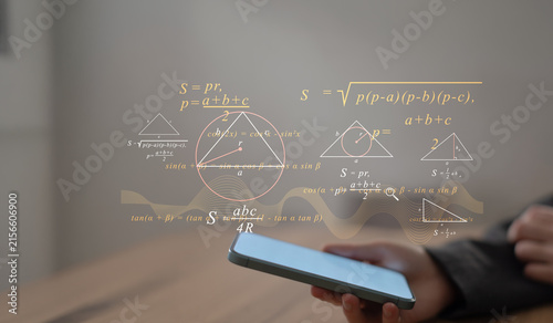 Принти на полотні Geometry Mathematical Formulas for Triangle Area and Trigonometric Calculations