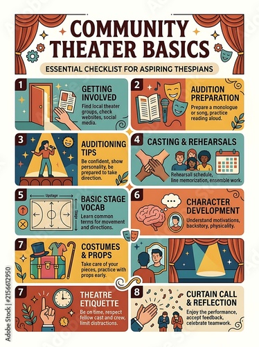Community theater basics infographic guide for aspiring actors