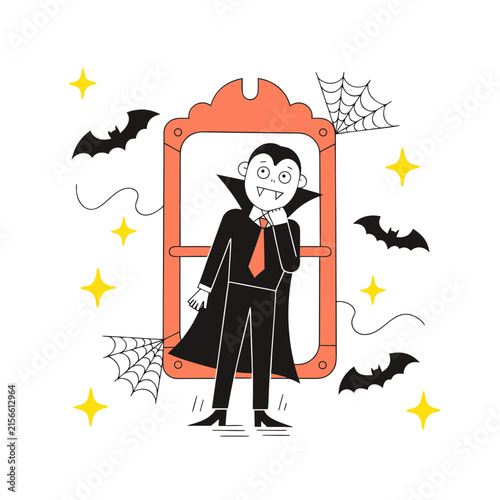 Vampire Mirror Doodle Hand Drawn Illustration