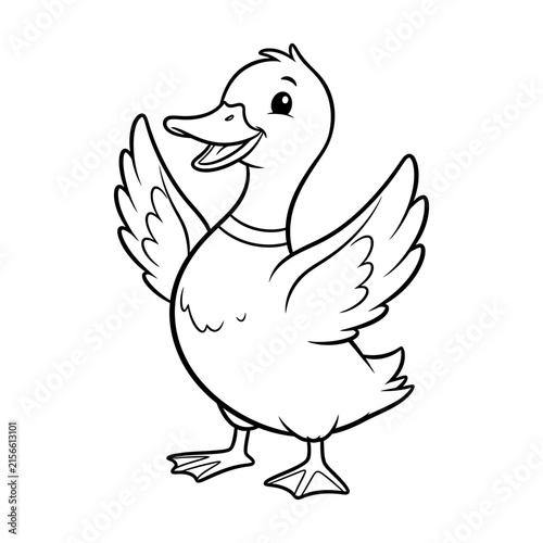Cute Waving Duckling Coloring Page for Kids - Farm Animal Outline for Children's Activity Book