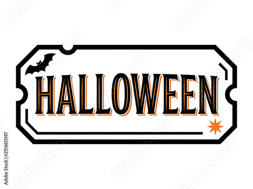 Halloween typographic label with bat and star elements vintage style vector illustration