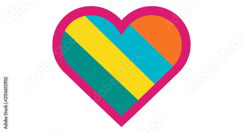 Vibrant multicolored striped heart illustration for love and unity