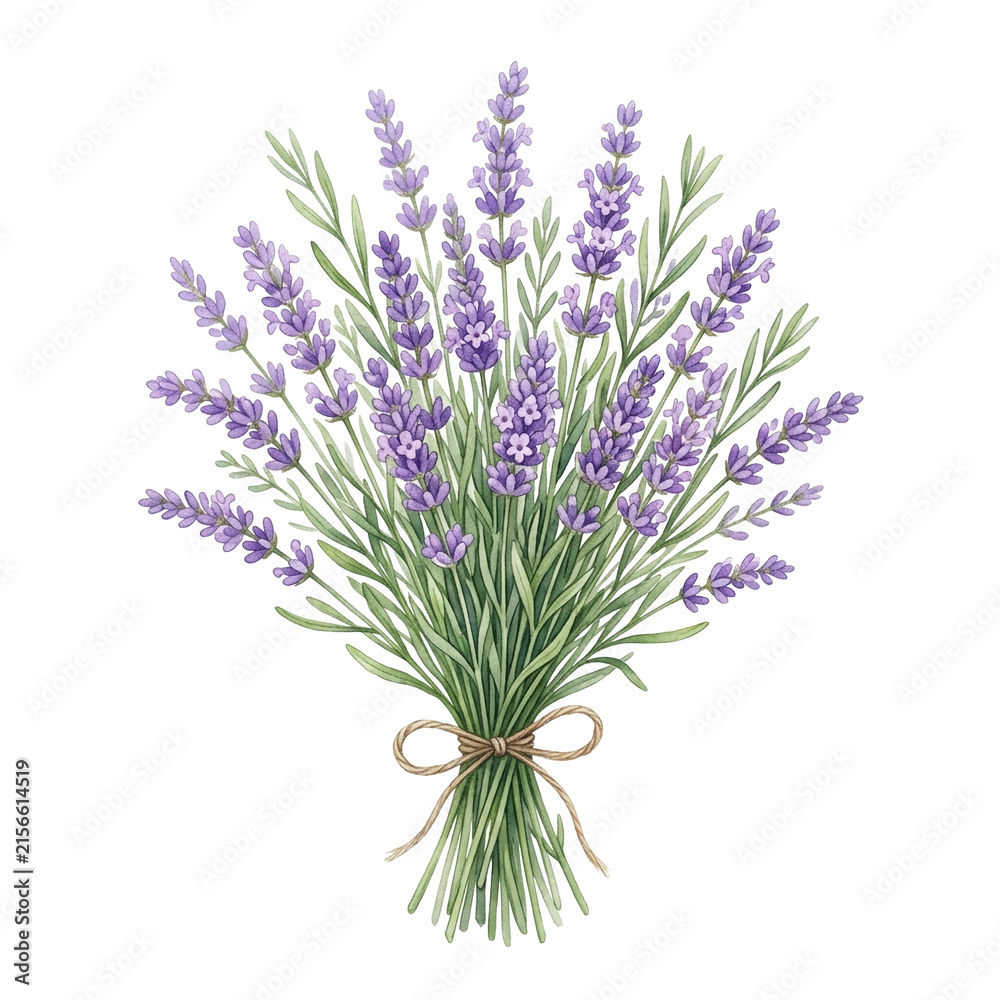 Fototapeta premium Bouquet of fresh blooming lavender flowers with green stems.