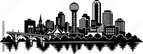 Bild auf Leinwand Knoxville Tennessee city skyline silhouette illustration