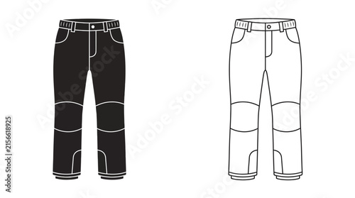 Quadro su tela Ski pants illustration features a black and white depiction of winter apparel