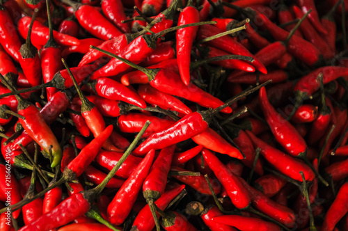 Фотография fresh red chili peppers (Capsicum annuum), known for their spicy taste and high