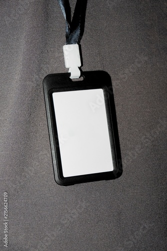 Cuadro en lienzo Blank Name Badge in Black Holder on Lanyard
