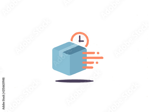 Express package delivery vector icon with fast motion lines and clock for e-commerce.
