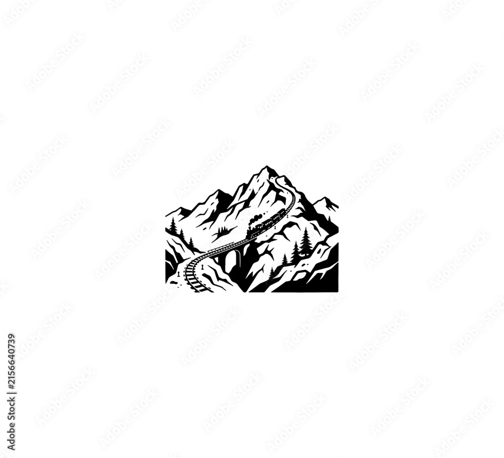 Naklejka premium Minimalist Mountain Silhouette Vector Art
