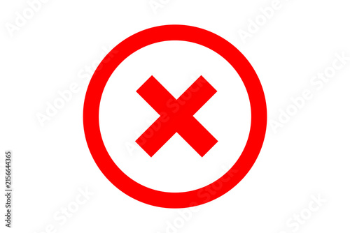 Red cross mark icon in circle on transparent background for error or rejection messaging.