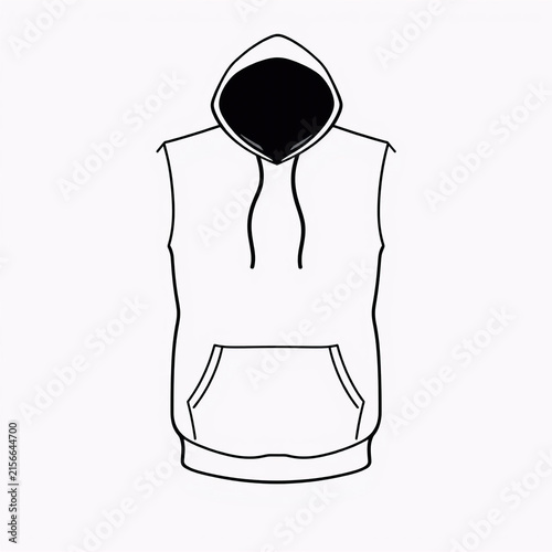 Minimalist hoodie sweatshirt front view illustration. Blank white apparel template for custom printing and branding design.