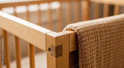 Wooden Crib with Soft Blanket - Cozy and Comfortable Babys Sleeping Space.