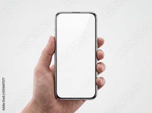 Obraz na płótnie Modern mobile device screen mockup held in hand for responsive website and mobil