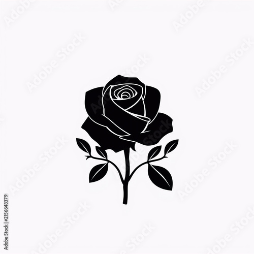 Elegant black rose illustration with intricate petal details. Dark floral vector art for luxury branding and gothic design projects.