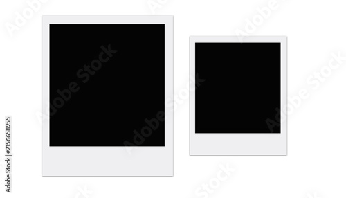 Фотография Empty Retro Instant Photo Frame Collection with White Paper Borders for Vintage