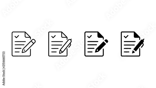 Set of document and pen icons representing writing or signing process