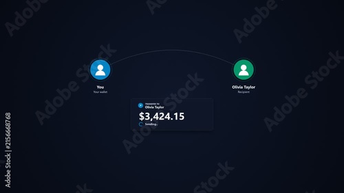 Digital money transfer interface showing successful transaction confirmation