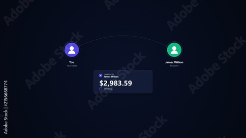 Digital money transfer interface showing successful payment transaction process