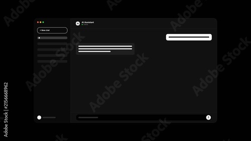 Minimalist chat interface mockup with animated message bubble conversation