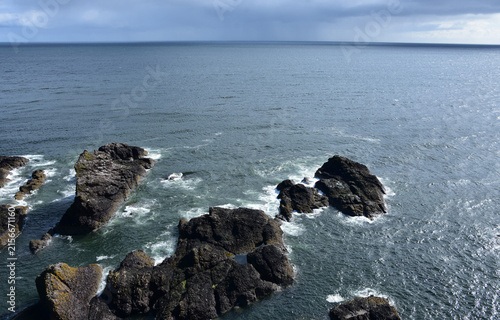 Dramatic Lava Rock Sea Stacks Dunnottar Castle Coastline