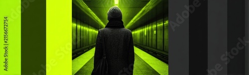 Person in a hoodedie standing in a hallway