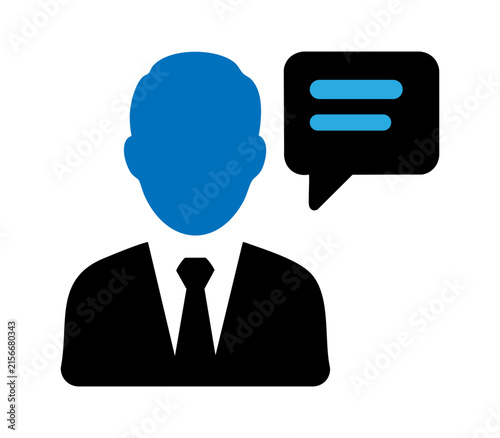 Bicolor businessman icon with communication speech bubble businessman business