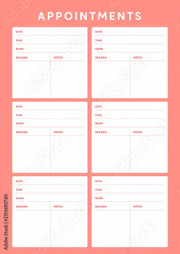 Appointments Planner Template for Organizing Daily Schedules and Important Meetings