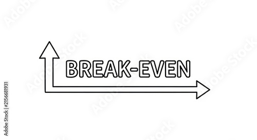 Break-Even Point Concept: Upward Arrow and Horizontal Arrow Symbolizing Financial Success and Business Growth