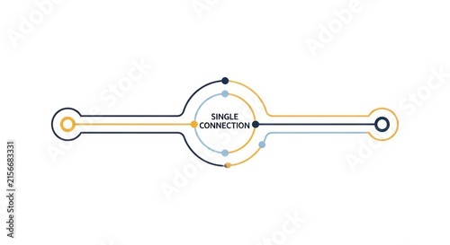 Abstract Network Connection Concept with Circular Hub and Lines