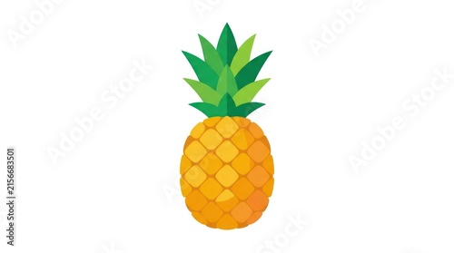 Vibrant Pineapple Fruit Illustration - Tropical Food Icon on White Background